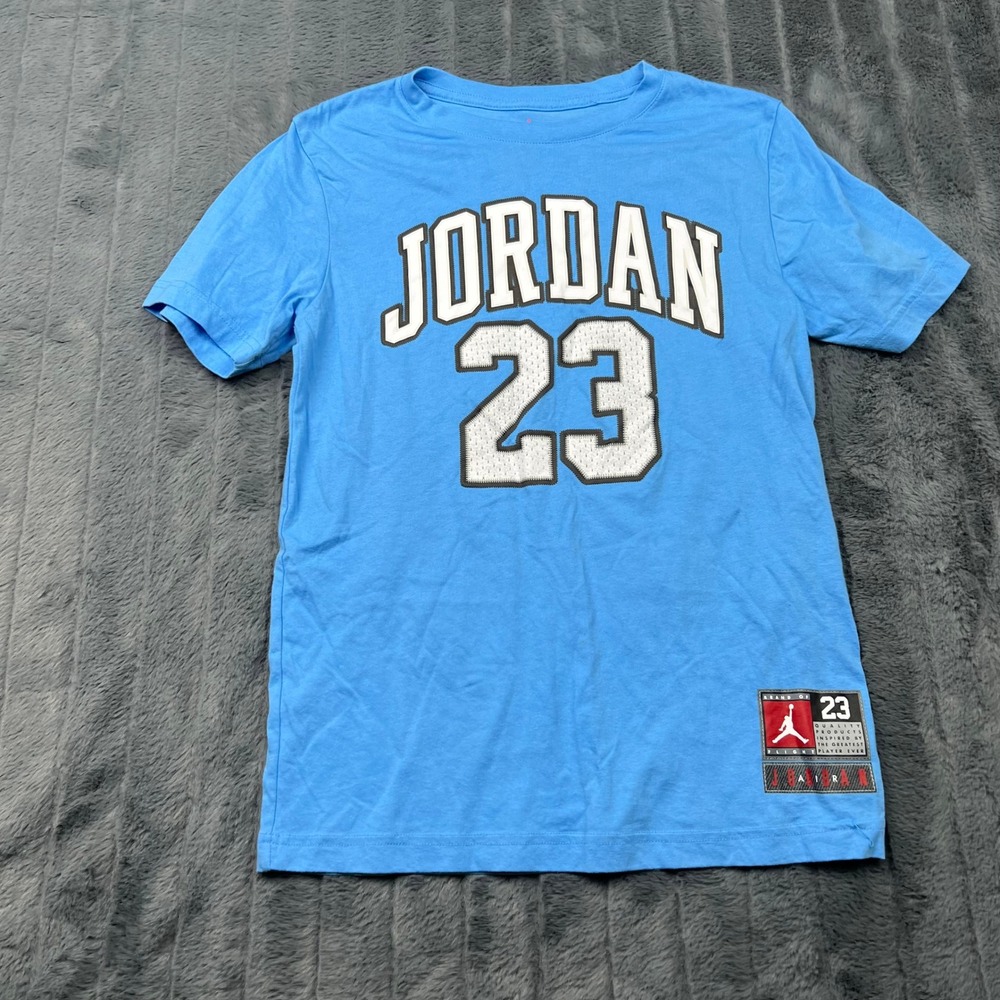 Jordan 23 Boys Graphic T-Shirt Blue Size Large 12-13 Yrs Short Sleeve Tee